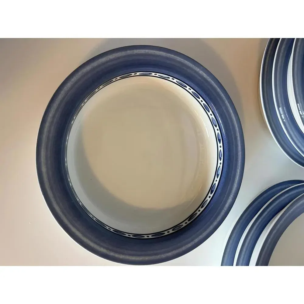 Dansk Belgian Blue Bistro Cafe Rimmed Soup Plates - Set of 8 - Picture 4 of 5